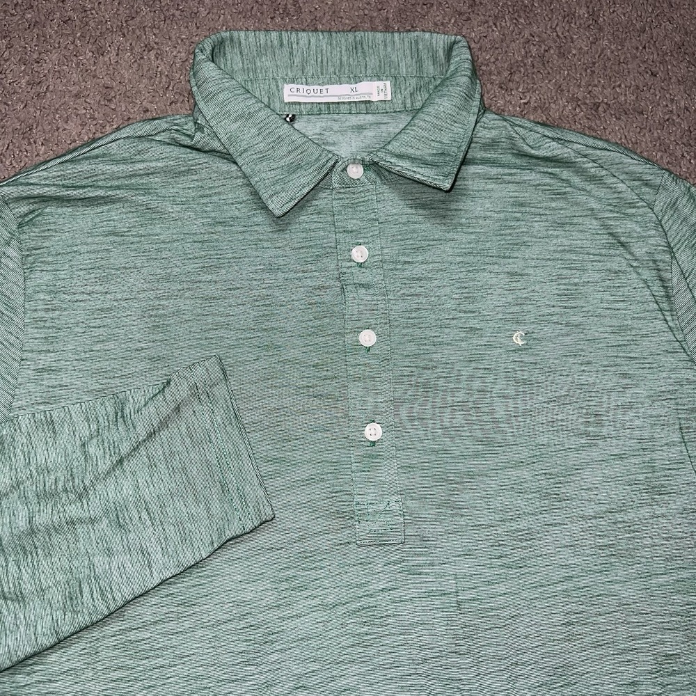 Criquet Polo Shirt Mens XL Green Long Sleeve Golf Lightweight Performance